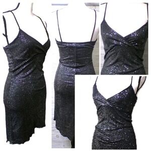 Y2k Taboo Babydoll Black Silver Dress S Faux wrap Hi-low Whimsigoth Fairy Grunge